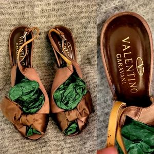 Chocolate Valentino slingback bow heels